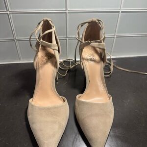 Vince Camuto Beige Lace-Up Heels